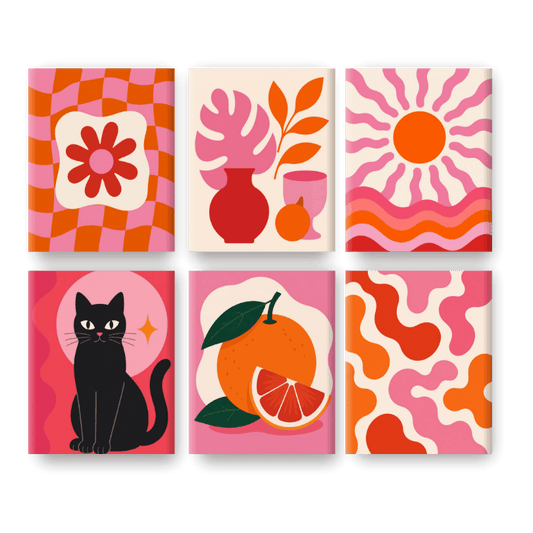 6 Mini Paintings | Retro Gloed Set