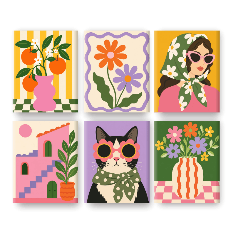 6 Mini Paintings | Madeliefje Meisje Set
