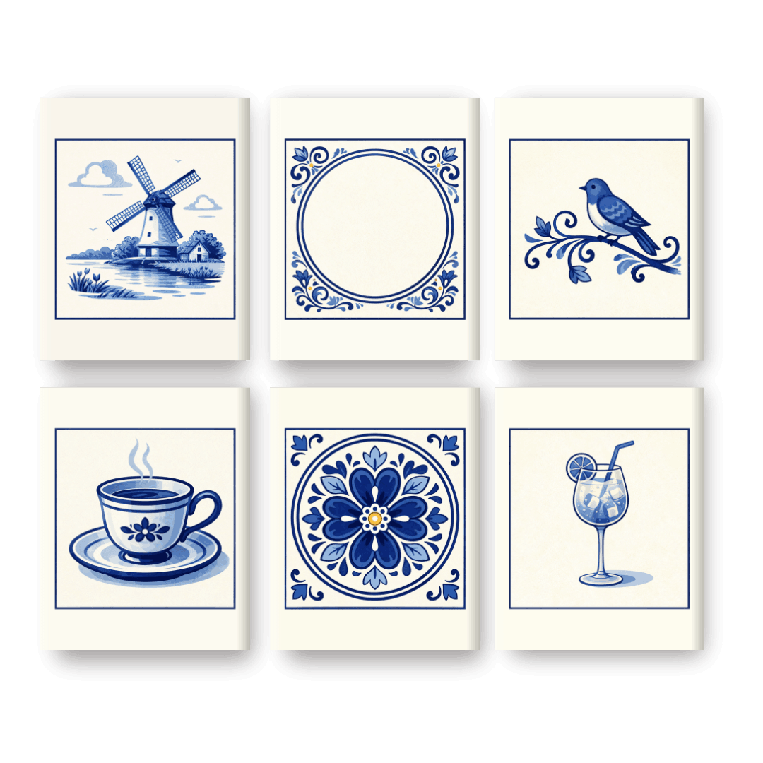 6 Mini Paintings | Prachtige Delftsblauwe Set- Schilderen op nummers
