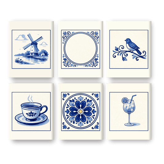 6 Mini Paintings | Prachtige Delftsblauwe Set- Schilderen op nummers