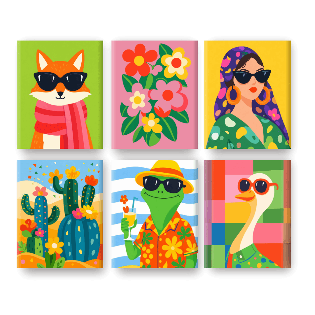 6 Mini Paintings | Kleurrijke Vrienden Set- Schilderen op nummers