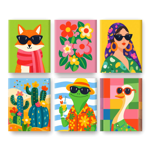 6 Mini Paintings | Kleurrijke Vrienden Set- Schilderen op nummers