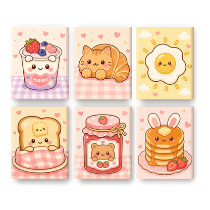 6 Mini Paintings | Kawaii Sweets Set
