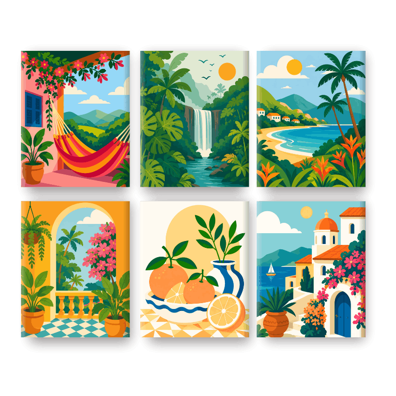 6 Mini Paintings | Zomer Ontsnappingen Set - Schilder Op Nummers