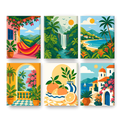 6 Mini Paintings | Zomer Ontsnappingen Set - Schilder Op Nummers