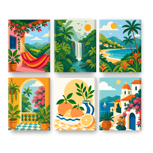 6 Mini Paintings | Zomer Ontsnappingen Set - Schilder Op Nummers