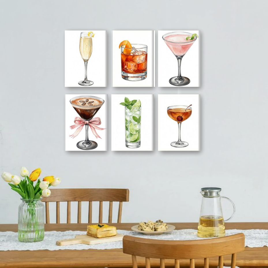 6 Mini Paintings | Prachtige Cocktail Set