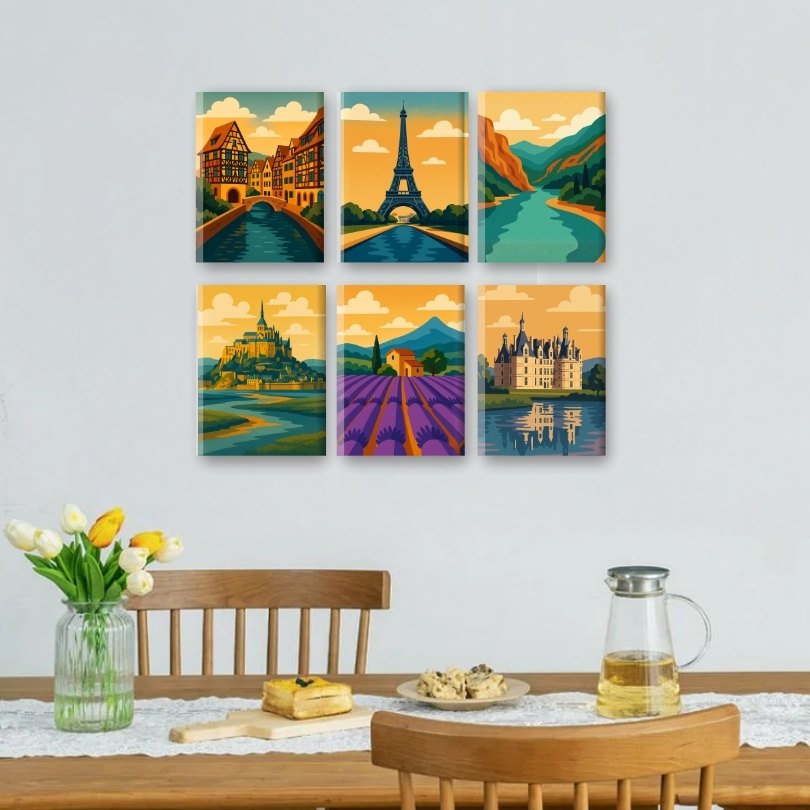 6 Mini Paintings | Franse Landschappen Set