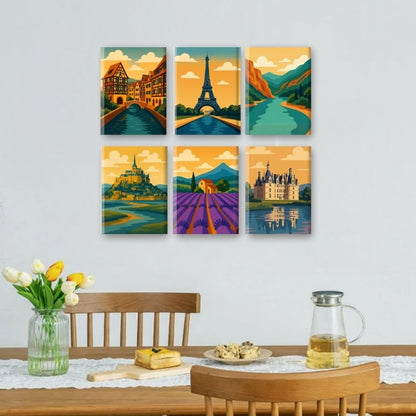 6 Mini Paintings | Franse Landschappen Set