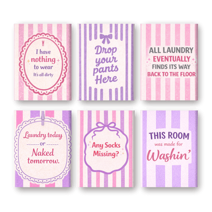 6 Mini Schilderijen | Wasruimte Quotes Set- Schilderen op nummers