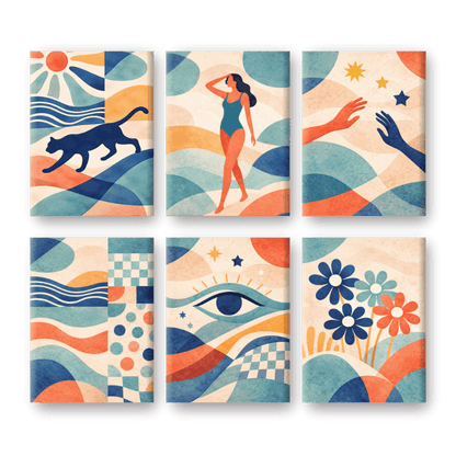6 Mini Paintings | Abstracte Harmonie Set- Schilderen op nummers