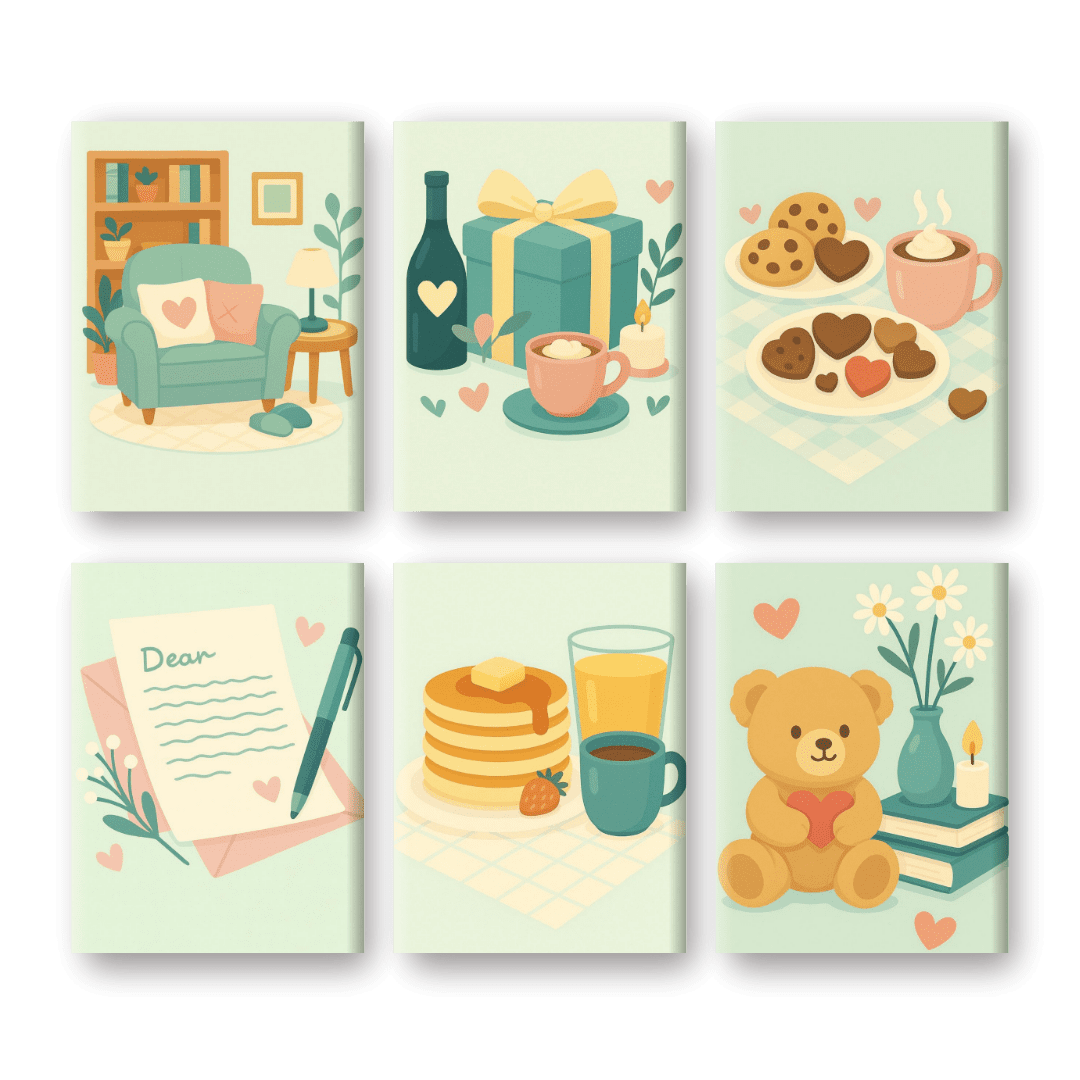 6 Mini Paintings | Pastel Valentijn Set- Schilderen op nummers