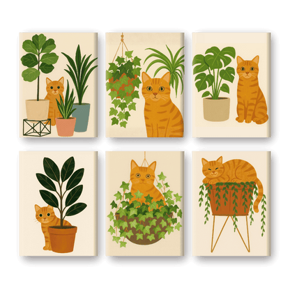 6 Mini Paintings | De Oranje Kat Set