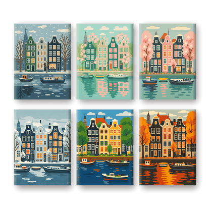 6 Mini Paintings | 4 Seizoenen Amsterdam Set