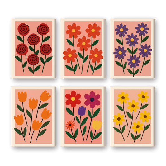 6 Mini Paintings | Aesthetic bloemen set