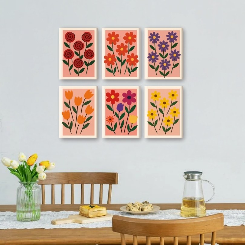 6 Mini Paintings | Aesthetic bloemen set