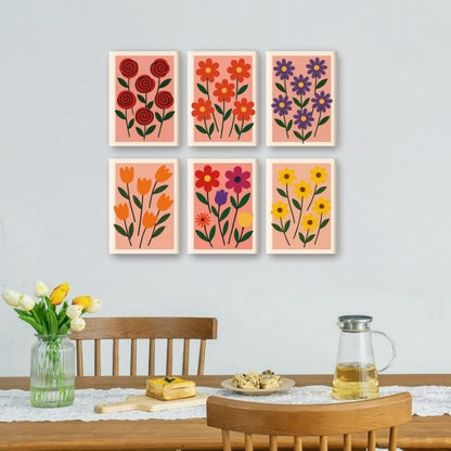 6 Mini Paintings | Aesthetic bloemen set