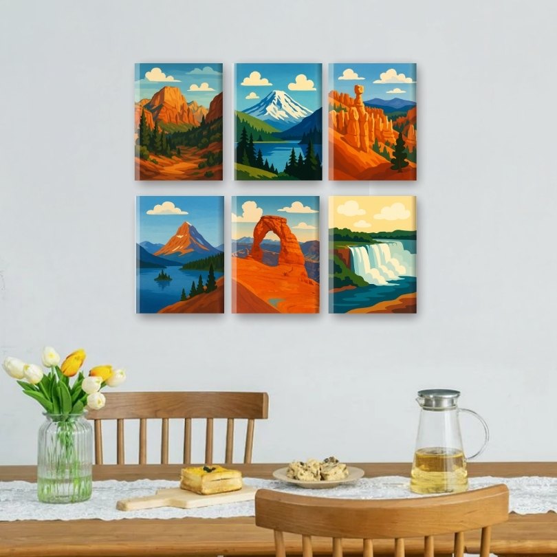 6 Mini Paintings | Amerikaanse Nationale Parken Set