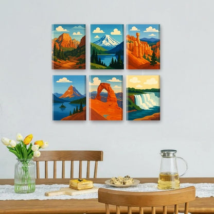 6 Mini Paintings | Amerikaanse Nationale Parken Set