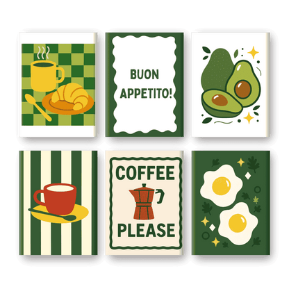 6 Mini Paintings | Avocado & Ontbijt Set