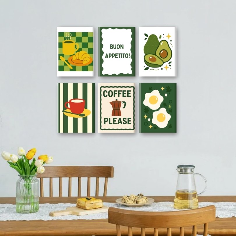 6 Mini Paintings | Avocado & Ontbijt Set