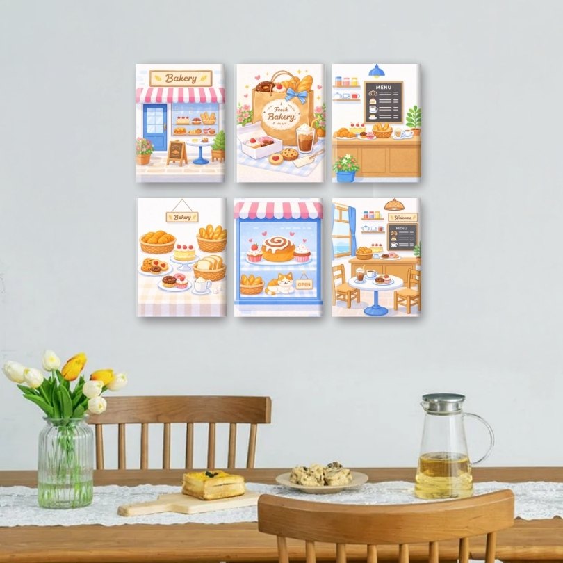 6 Mini Paintings | Bakkerij Set