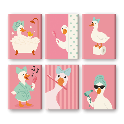 6 Mini Paintings | Badkamer Gans Set
