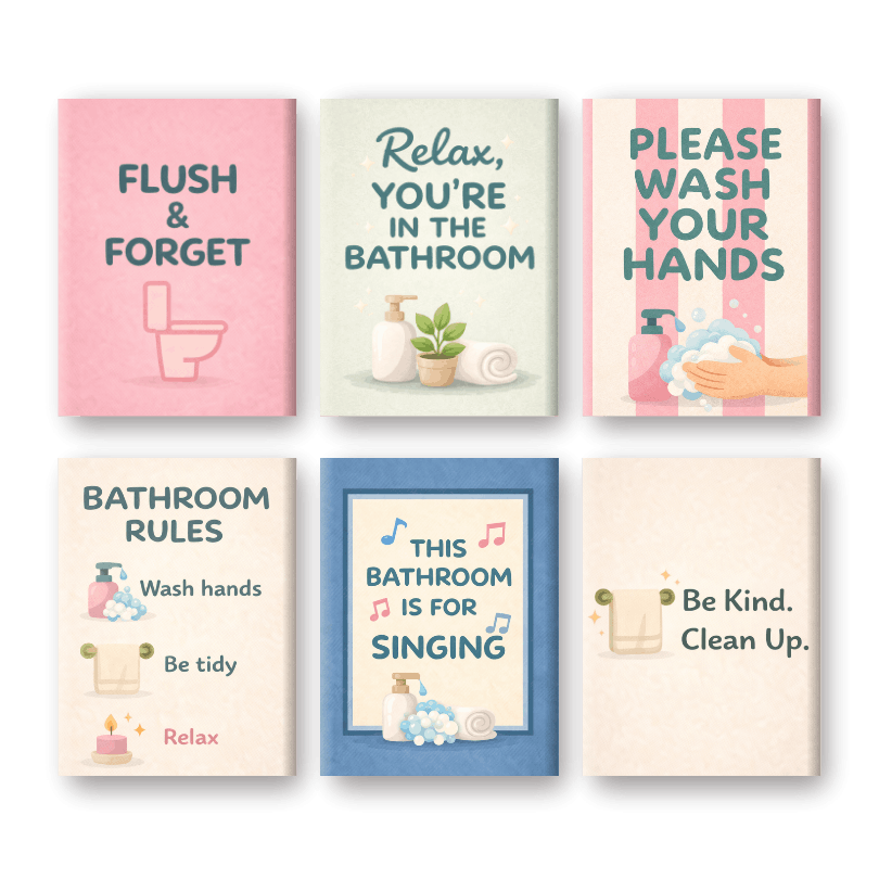 6 Mini Paintings | Badkamer Quotes Set- Schilderen op nummers