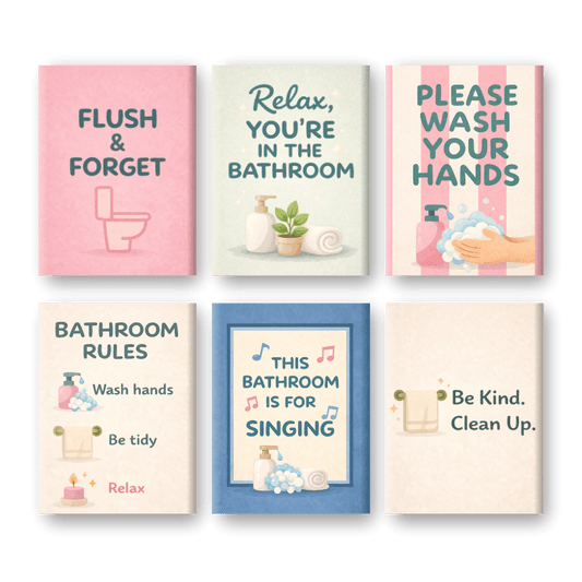 6 Mini Paintings | Badkamer Quotes Set- Schilderen op nummers