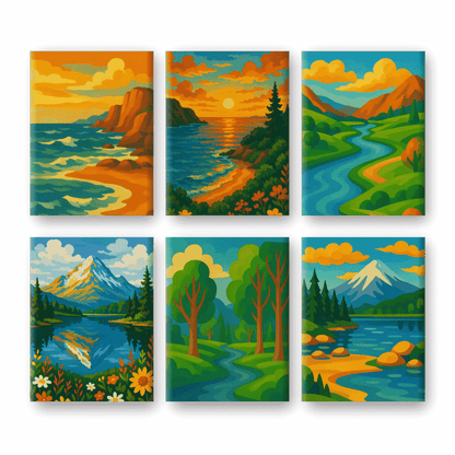 6 Mini Paintings | Prachtige Landschappen Set- Schilderen op nummers