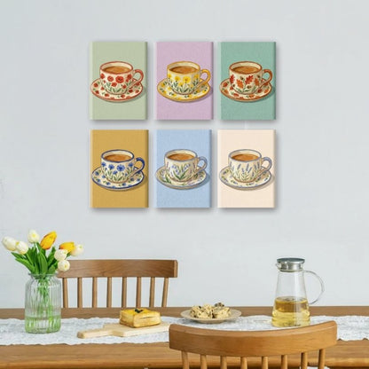 6 Mini Paintings | Bloeiende Theekopjes Set