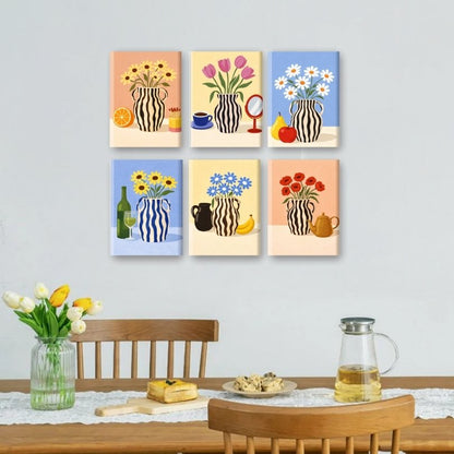 6 Mini Paintings | Bloeiende Vazen Set