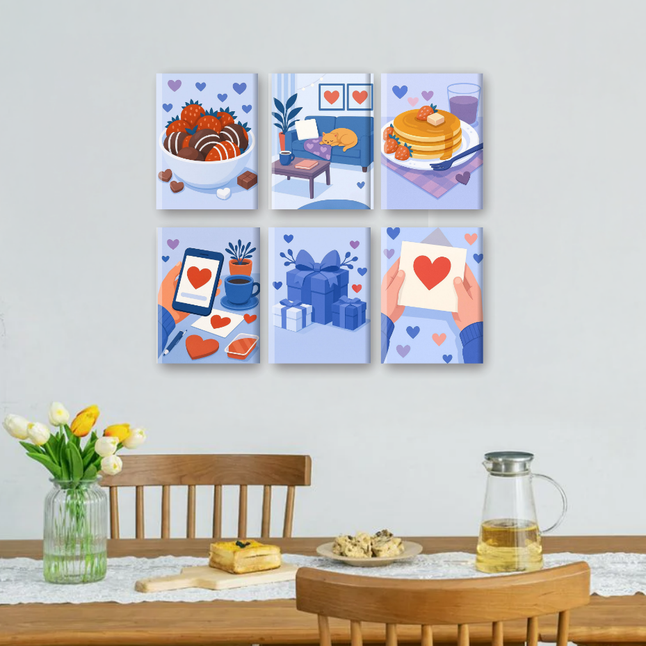 6 Mini Paintings | Blauwe Valentijn Set