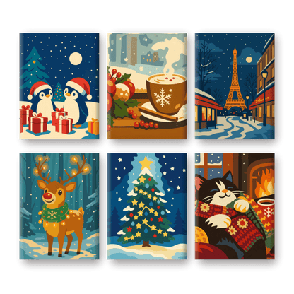 6 Mini Paintings | Kerstavond set