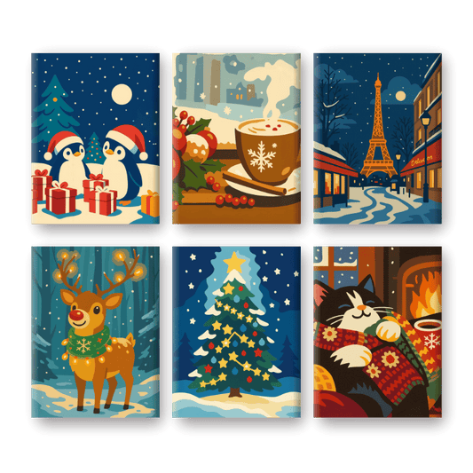 6 Mini Paintings | Kerstavond set