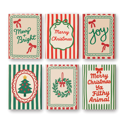 6 Mini Paintings | Kerst Strepen Set