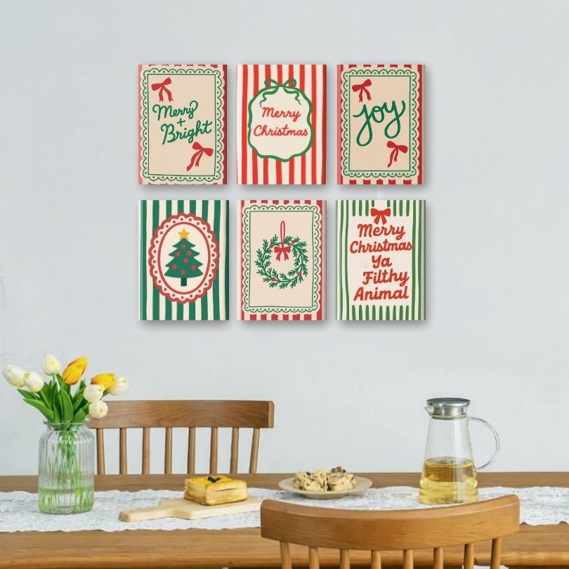 6 Mini Paintings | Kerst Strepen Set