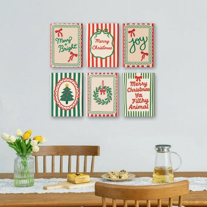 6 Mini Paintings | Kerst Strepen Set