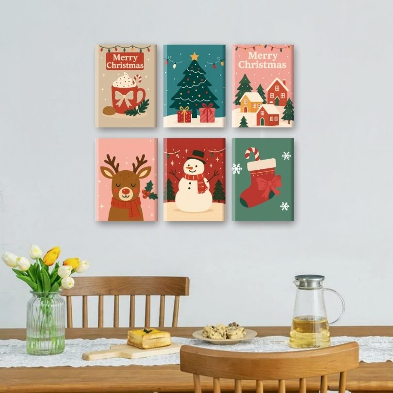 6 Mini Paintings | Klassieke Kerst Set