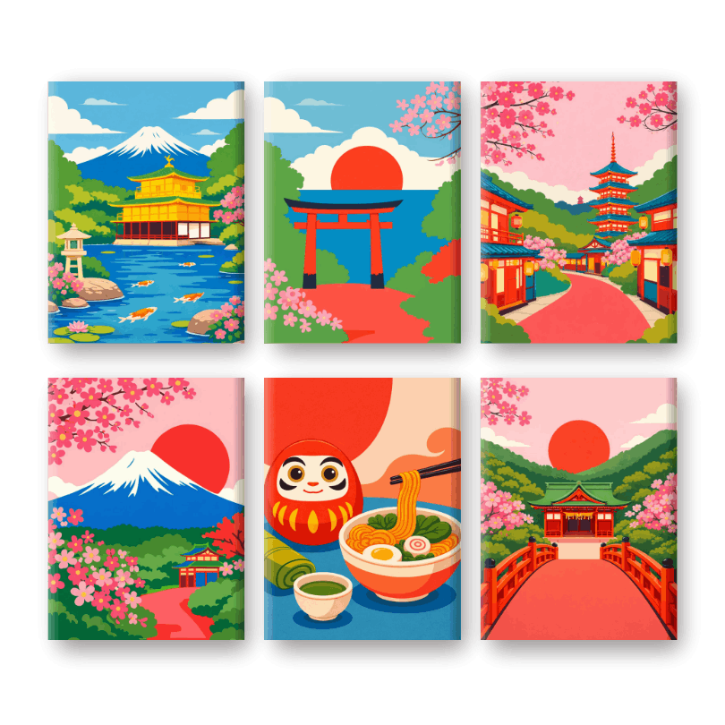 6 Mini Paintings | Klassiek Japan Set- Schilderen op nummers