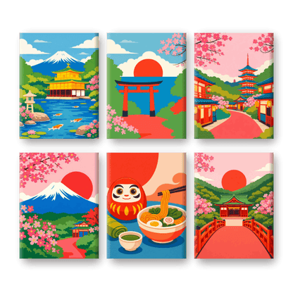 6 Mini Paintings | Klassiek Japan Set- Schilderen op nummers