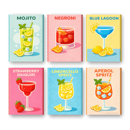 6 Mini Paintings | Cocktailklassiekers Set- Schilderen op nummers