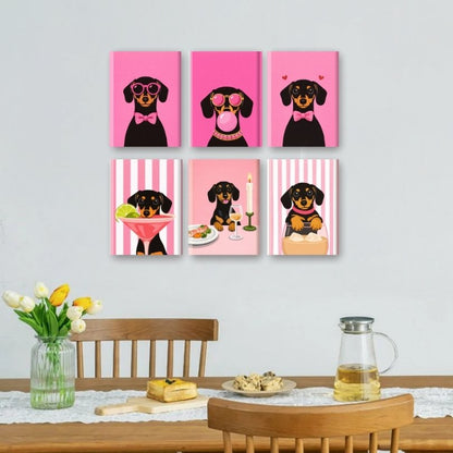 6 Mini Paintings | Roze Teckel Set