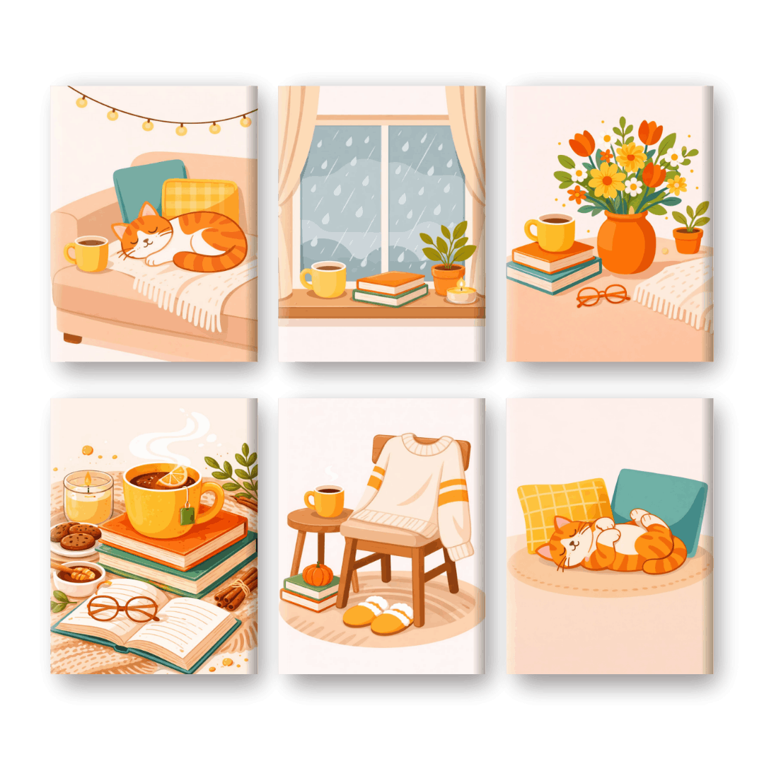 6 Mini Paintings | Koffie & Thee Momenten Set- Schilderen op nummers