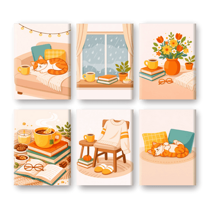 6 Mini Paintings | Koffie & Thee Momenten Set- Schilderen op nummers