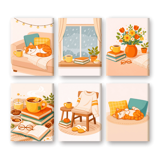 6 Mini Paintings | Koffie & Thee Momenten Set- Schilderen op nummers