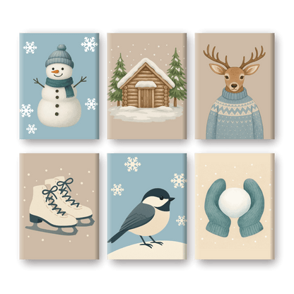 6 Mini Paintings | Koude Winter Set