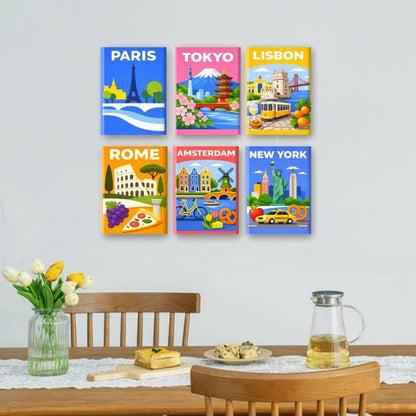 6 Mini Paintings | Kleurrijke Steden Set