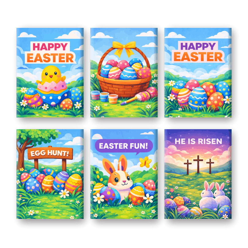 6 Mini Paintings | Kleurrijke Pasen Set- Schilderen op nummers