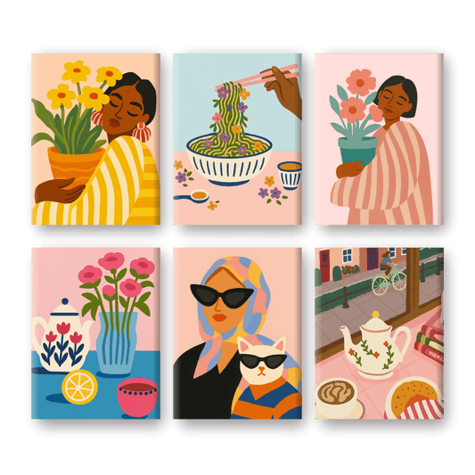 6 Mini Paintings | Kleurrijke Lifestyle Set